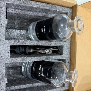 Glass Oil and Vinegar Dispenser Set - Black Labels